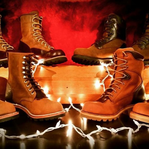 Hand Dyed Brick Red Georgia Logger Boots